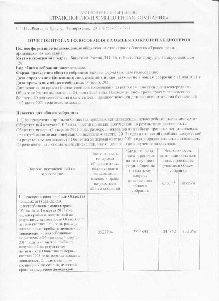 Голосование на собрании акционеров. Отчет об итогах голосования на общем собрании акционеров. Направление отчета об итогах голосования акционерам.